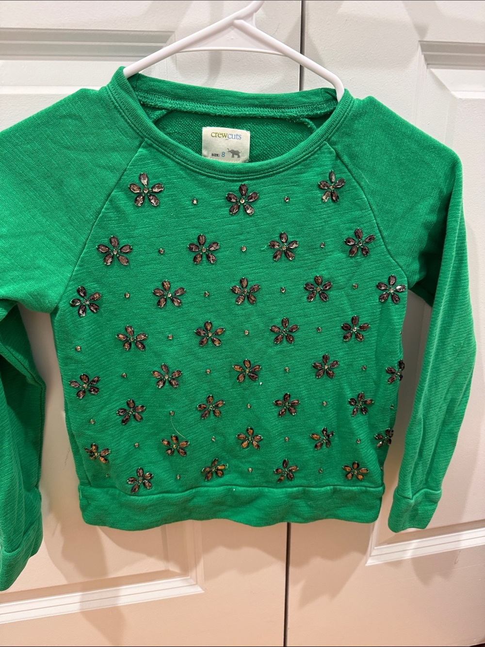 Crewcuts Green Jeweled Flower Sweatshirt
